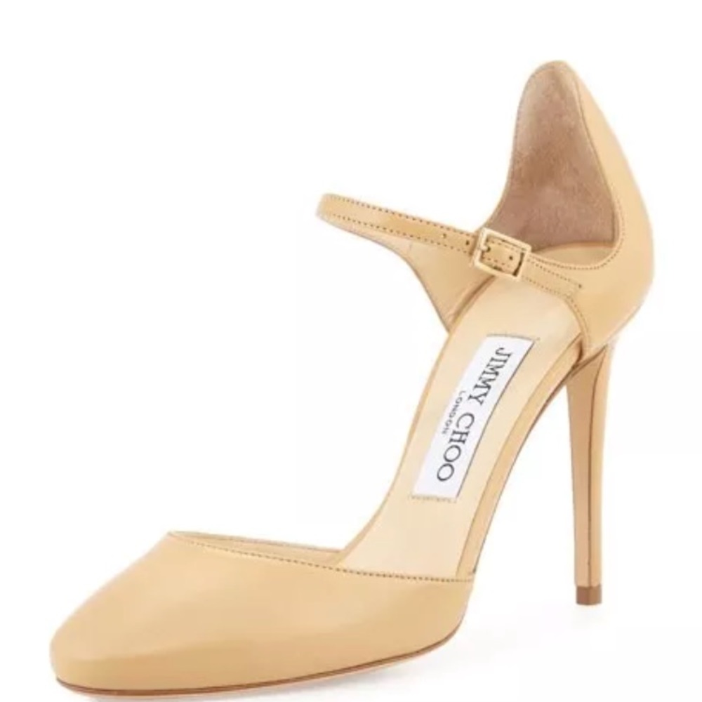 Jimmy Choo Marny nude Mary Jane pumps sz 7 NEW